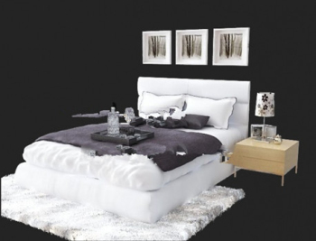 3d model white bedroom