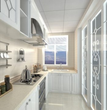 White kitchen design 3D model renderings
