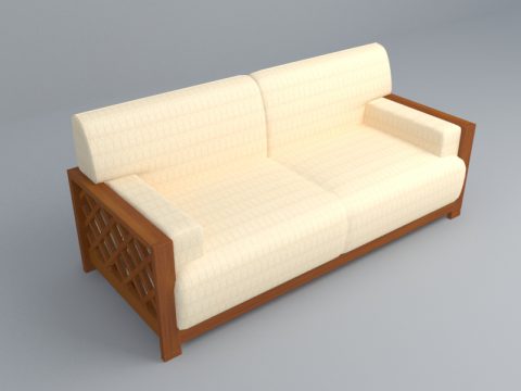 Wooden cream sofa