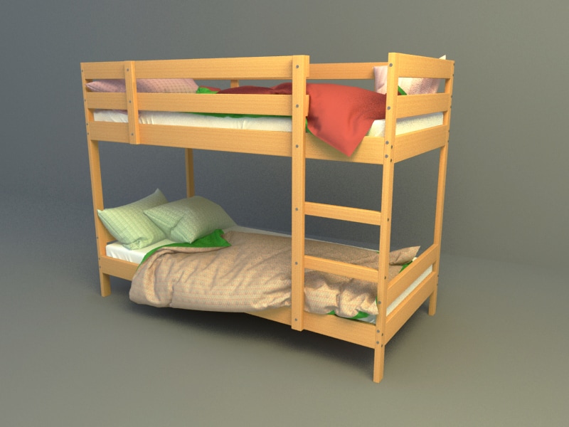 Double loft bed 3d model