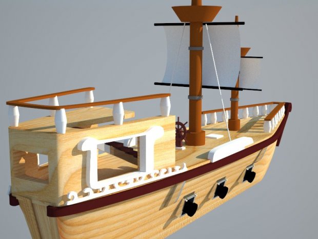 Low Poly Pirate Ship 3D model