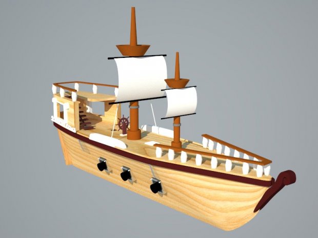 Low Poly Pirate Ship | DownloadFree3D.com