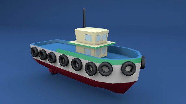 Low Poly Tugboat 3D model