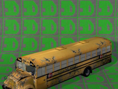School Bus wrecked 3D model