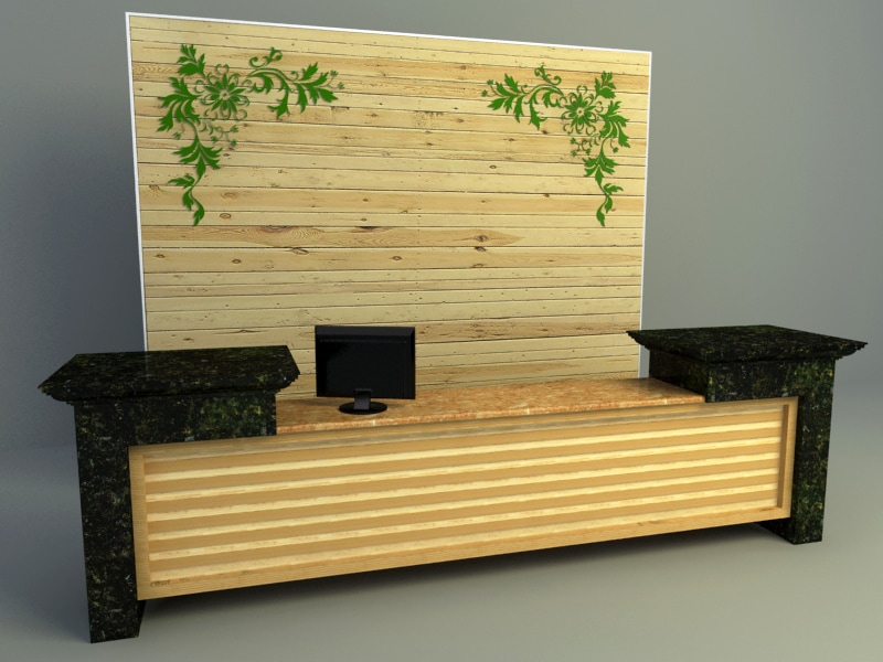 Wooden Counter design 3d model