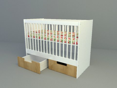 baby bed with drawer 3d max model