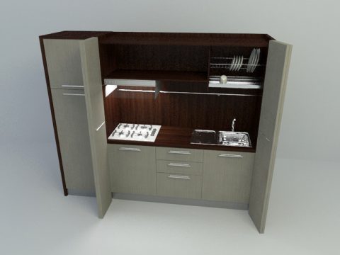 build in cabinet kitchen 3d model