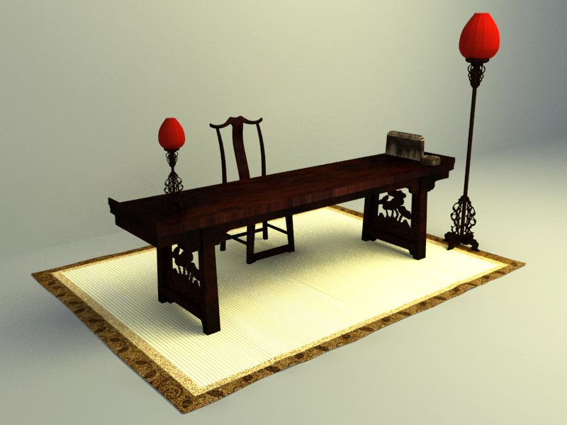 chinese culture design working table 3d model