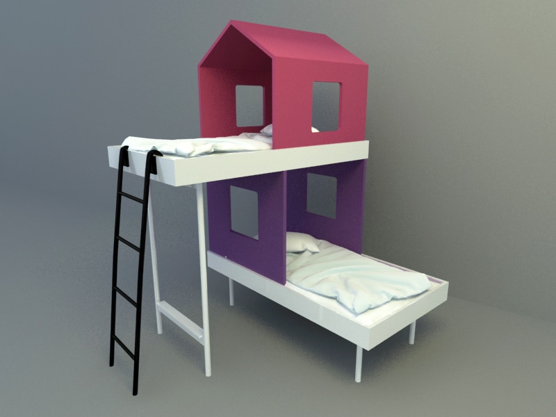 double loft children bed 3d model