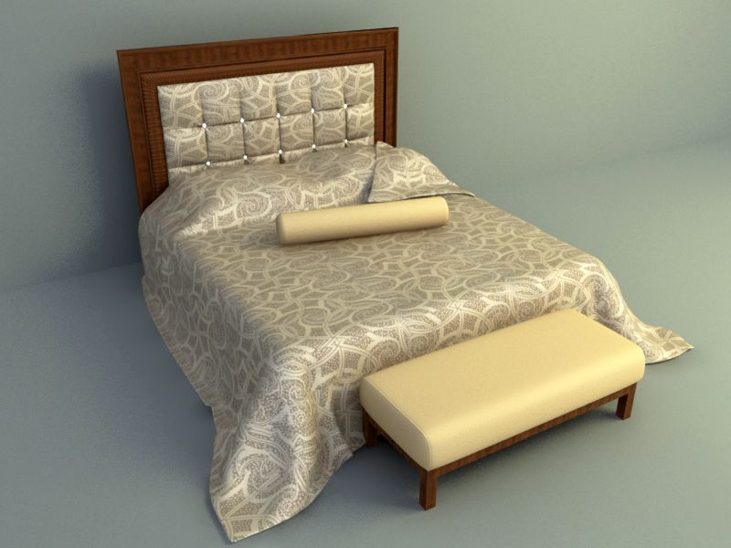 elegant brown color bed design 3d model