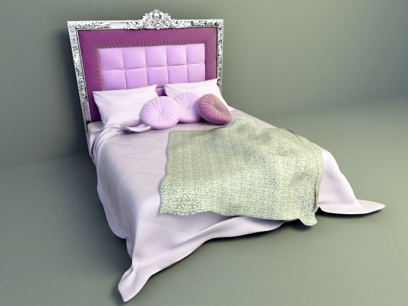 elegant pink color bed design 3d model