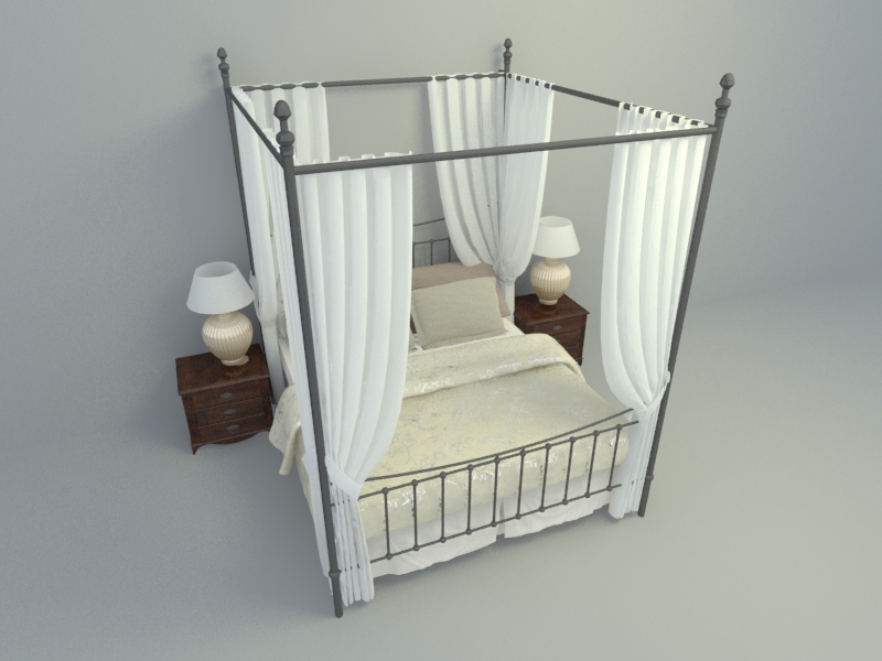elegant with full height curtain bed design 3d max model