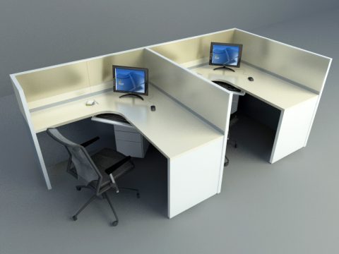 general office furnishing 3d model