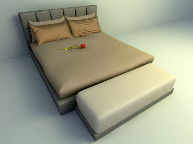 modern and fully cushion bed 3d model