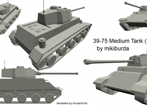39-75 Medium Tank WoT polish concept 3D model