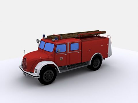 Magirus Deutz round-hood-Style Firetrucks middle 50s era 3D model