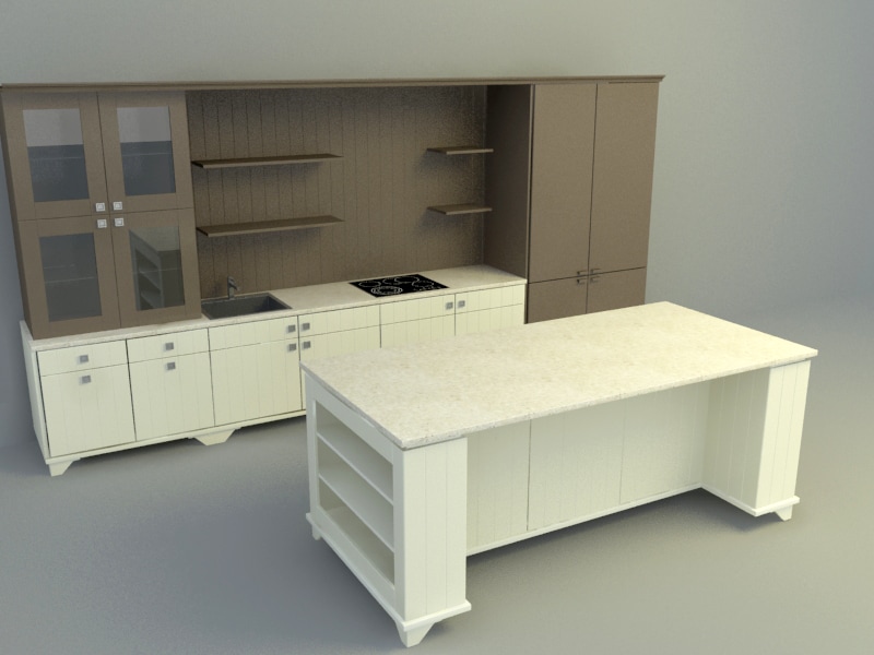 simple kitchen design 3d model