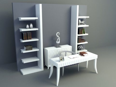 wall cabinet with table set 3d model