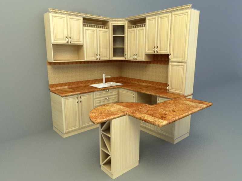 wooden concept kitchen 3d model
