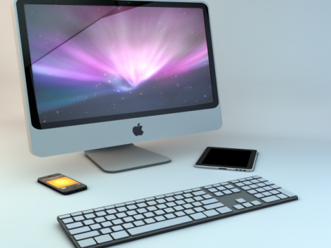 Apple iMac, iPad, keyboard & iPhone 3D model