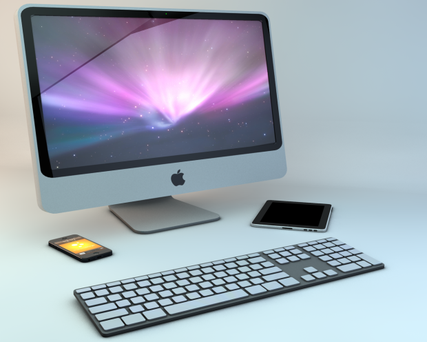 Apple iMac, iPad, keyboard & iPhone 3D model