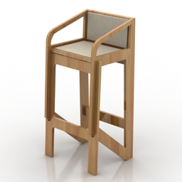 Chair bar wooden 3d model
