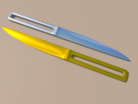 Knife Golden and Chromed 3D model