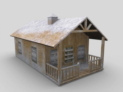 Low Polygon Snow Cottage 3D model