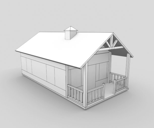 Low Polygon Snow Cottage 