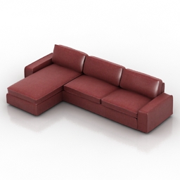 Sofa red leather 3d model