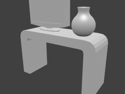 TV desk and vase 3D model