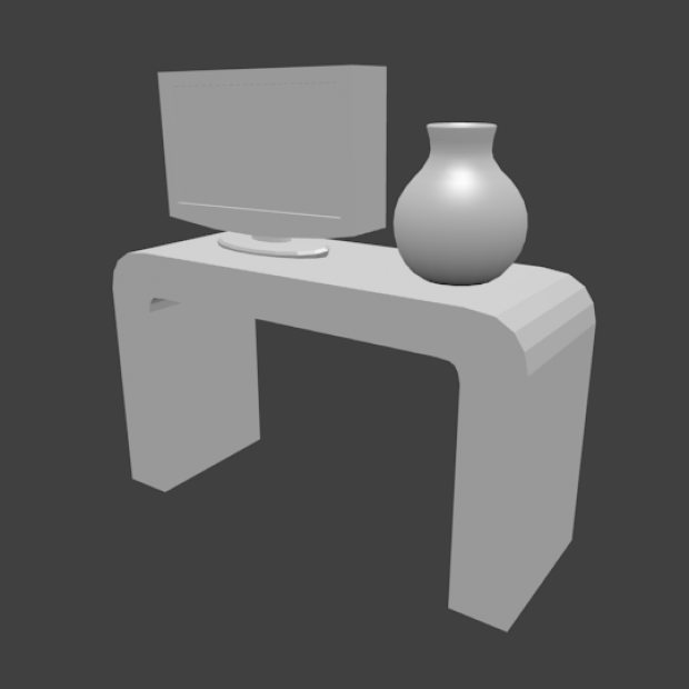 TV desk and vase  3D model