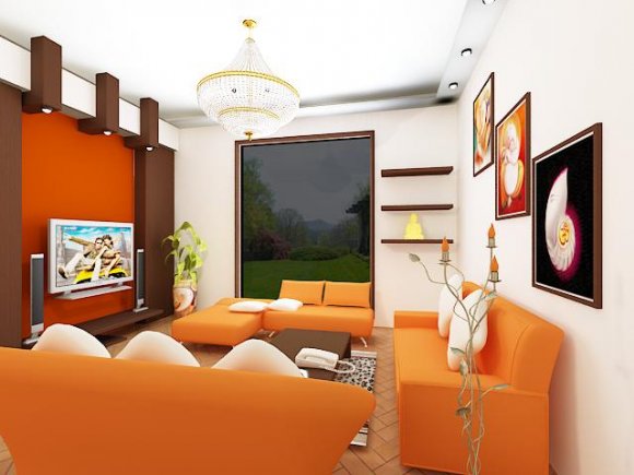 Living room interior home decoration furnishing 3D model