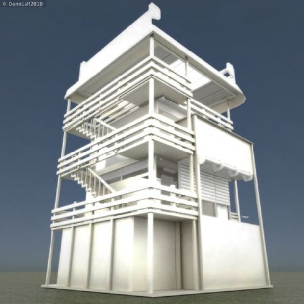 Tower-House Design 3D model