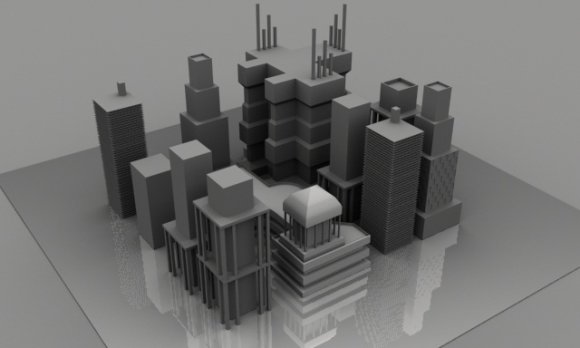Urban city buildings 3D model