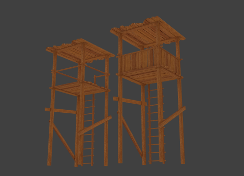 2 Wood towers 3D model