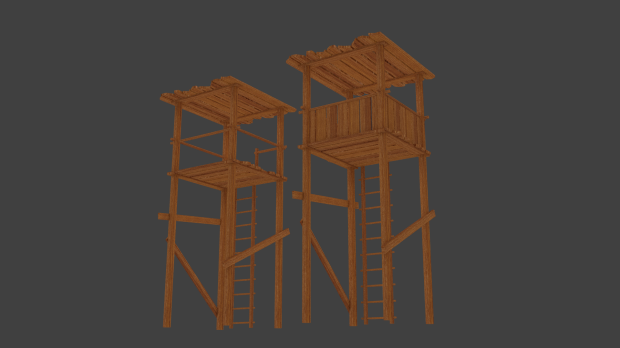2 Wood towers 3D model