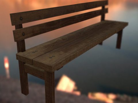 Bench with backrest 3D model