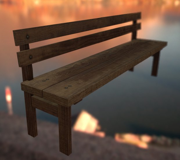 Bench with backrest 3D model