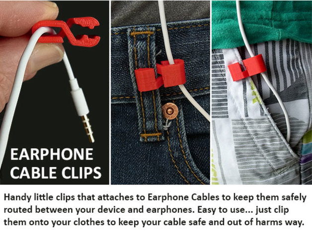 3D Earphone Cable Clip model