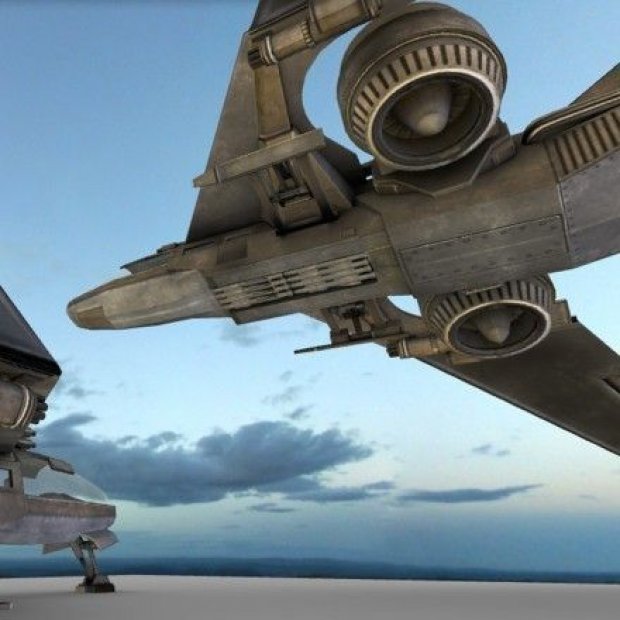 Futuristic Combat Jet Rigged 