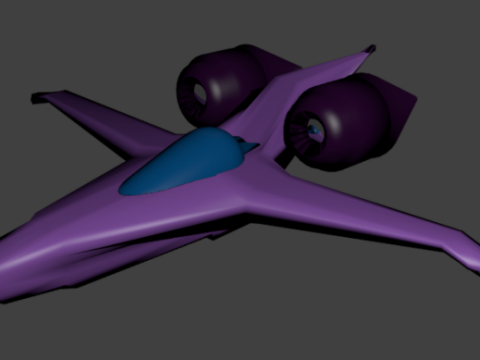 Small Purple Space Ship 3D model