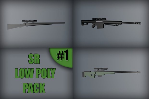 Sniper Rifle Low Poly Pack 3D model