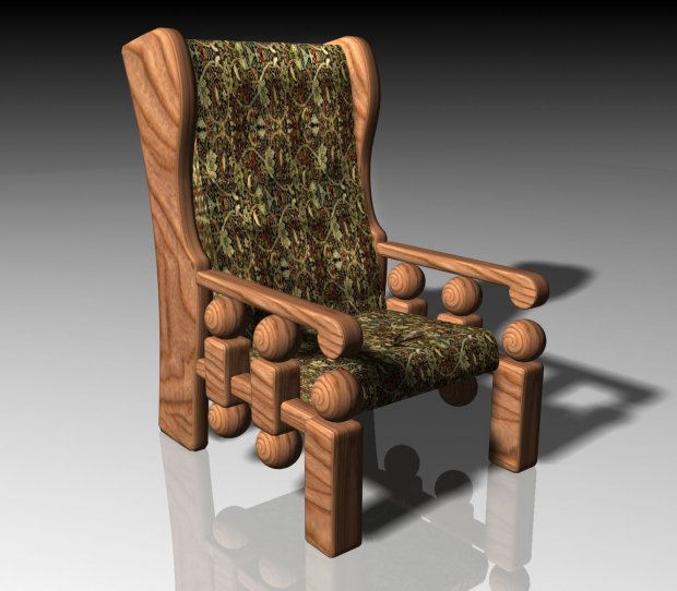 Stokvel Wooden Armchair 3D model