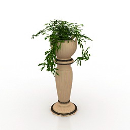 Vase with plant 3d model