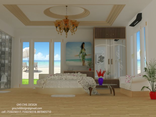 Beach view bed room 3D model