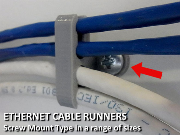 Ethernet Cable Runners - Screw Mount Type 3D model
