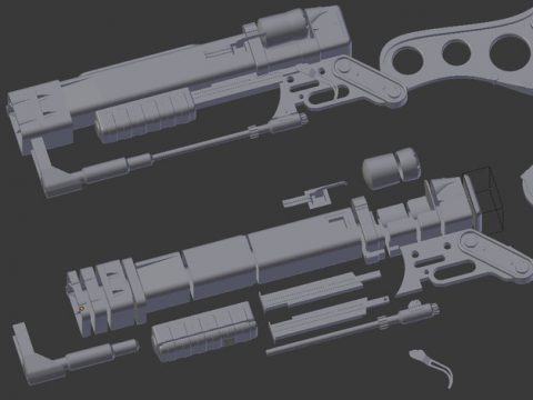 Fallout 4 Laser Rifle Split 3D model