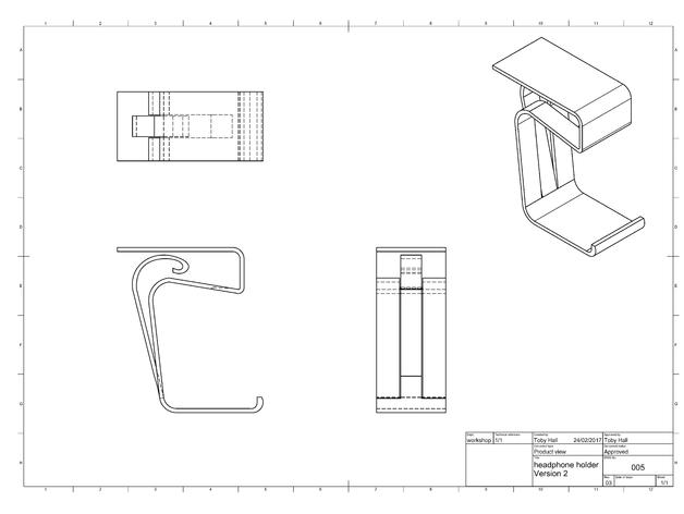 Headphone stand for a desk or shelf 