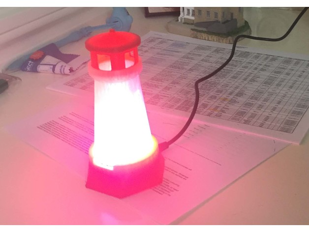 3D Mini Lighthouse re-mix lighted with neopixels model